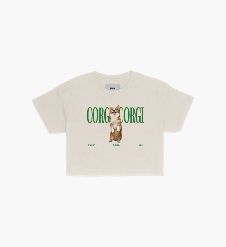 CROP-corggi corgi - cream