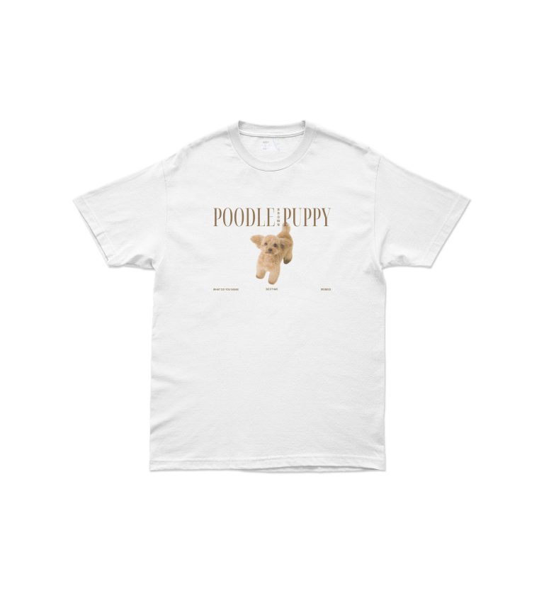 TSHIRT-Poodle Puppy - white